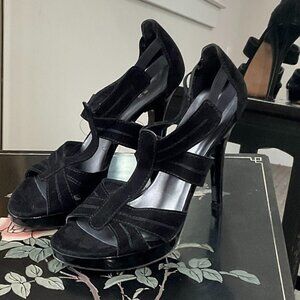 Stuart Weitzman Stiletto Heel Platform Sandals Slip-On Size 7US Black